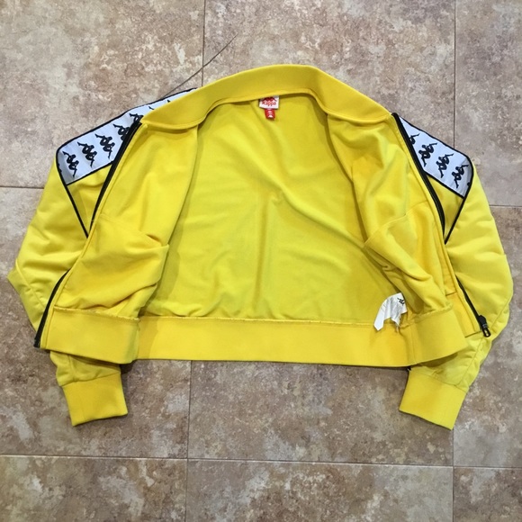 Womens Kappa Track Semi Cropped Short Waisted Full Zip Yellow Jacket Size Small - Picture 5 of 6